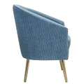 Blue And Gold Flared Arm Barrel Chair Blue Gold Primary Living Space Fabric Metal