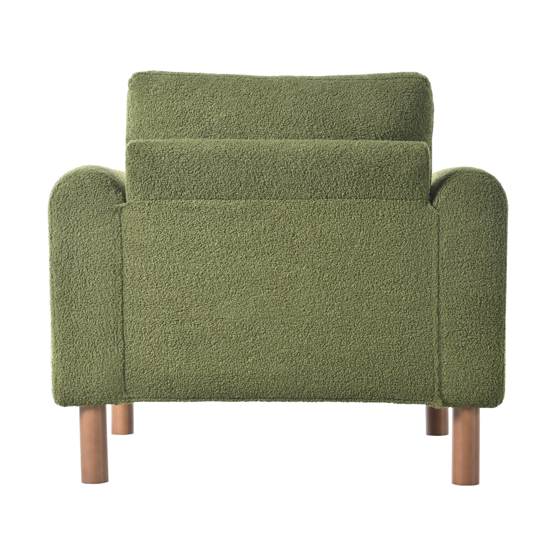 Oversized Accent Chair, Upholstered Living Room Chairs Single Sofa Chair With Walnut Legs, Curved Handrail, Green Green Teddy