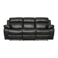 Leather Reclining Sofa With Center Drop Down Cup Holder, Black Black Leather