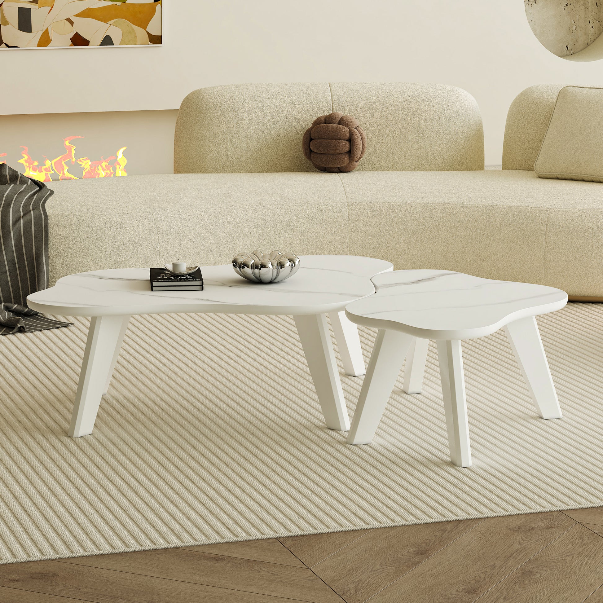 Modern Minimalist White Table Top. Cloud Shape Gives You A Experience, Computer Desk. The Game Table. Suitable For Dining And Living Rooms. White Mdf
