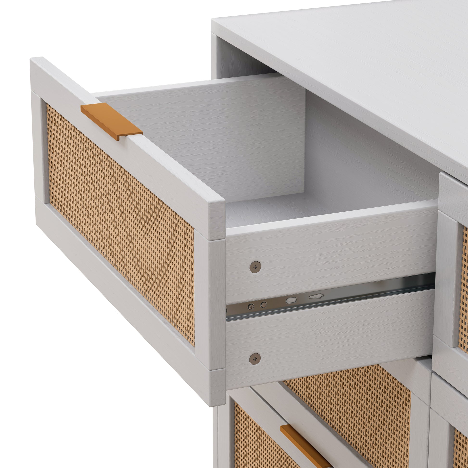 43.31"6 Drawers Rattan Storage Cabinet Rattan Drawer,For Bedroom,Living Room,White White Particle Board