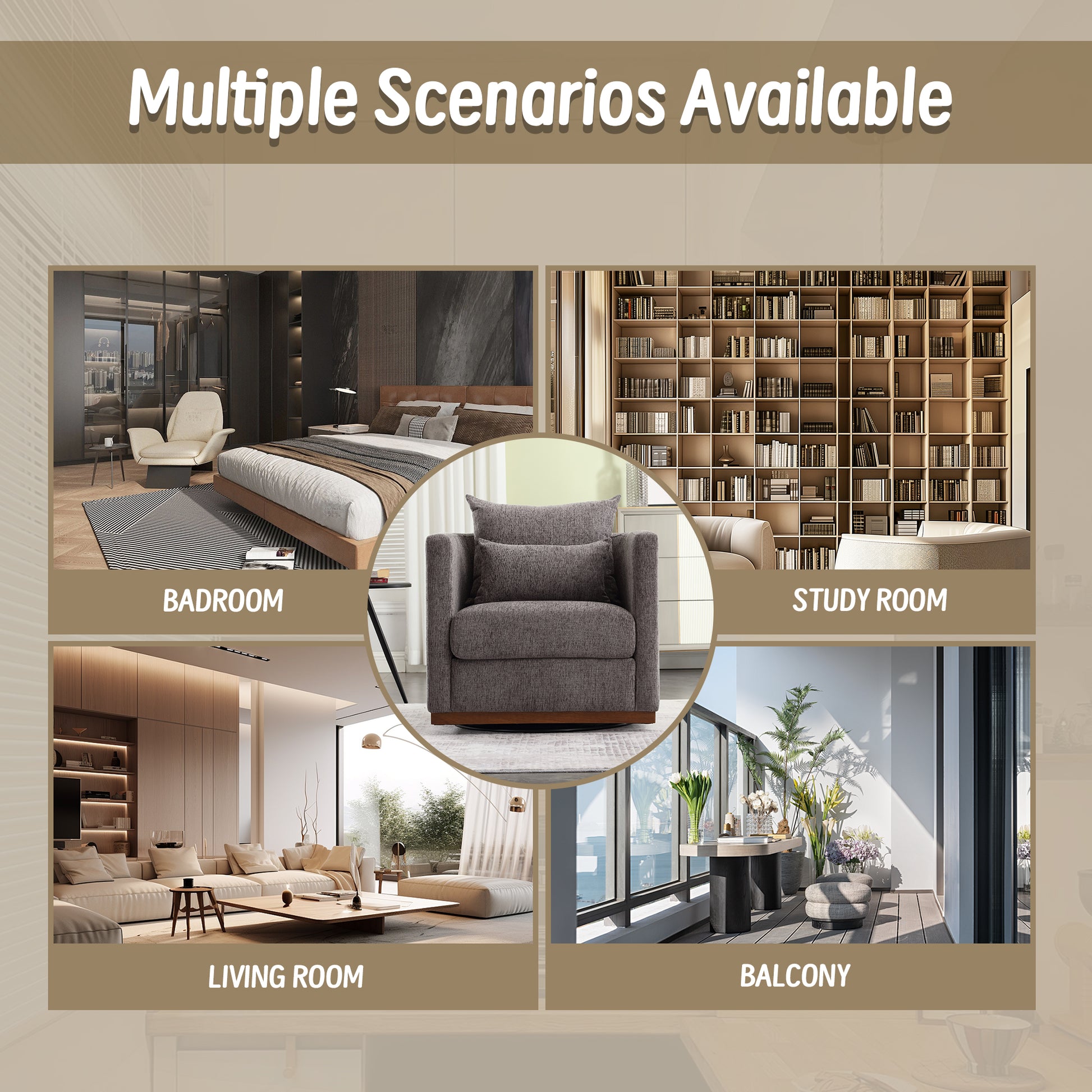 Coolmore Swivel Barrel Chair, Comfy Round Accent Sofa Chair For Living Room, 360 Degree Swivel Barrel Club Chair, Leisure Arm Chair For Nursery, Hotel, Bedroom, Office, Lounge Dark Gray Chenille Dark Gray Primary Living Space Foam Chenille