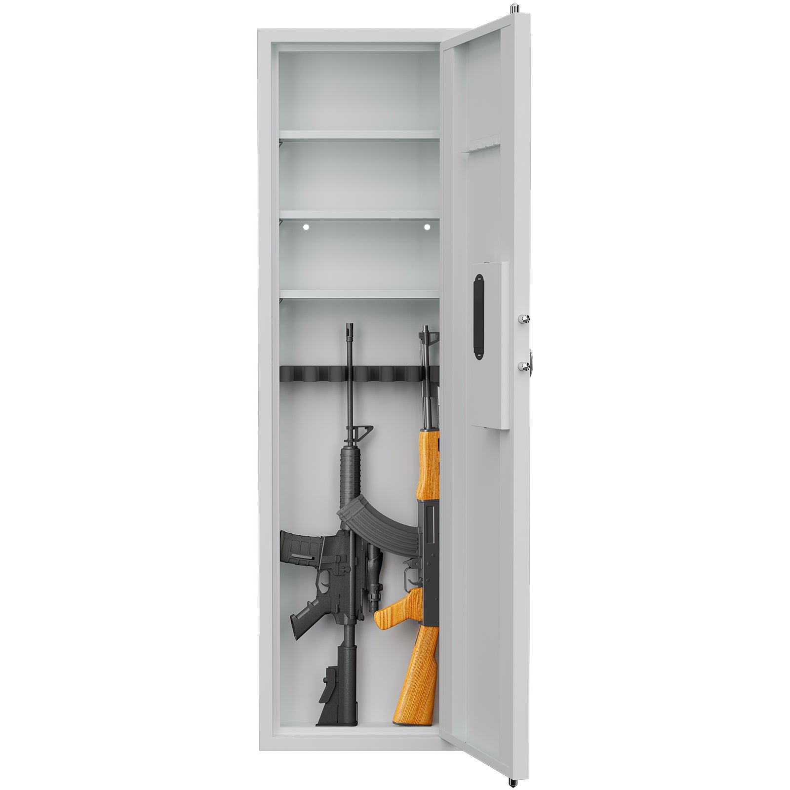 Didital Touch Panel In Wall Safe,Hidden Wall Safe For Rifles And Pistols With Adjustable Shelves,Assembled Storege Safe For Firearm And Valuables White Digital White Steel