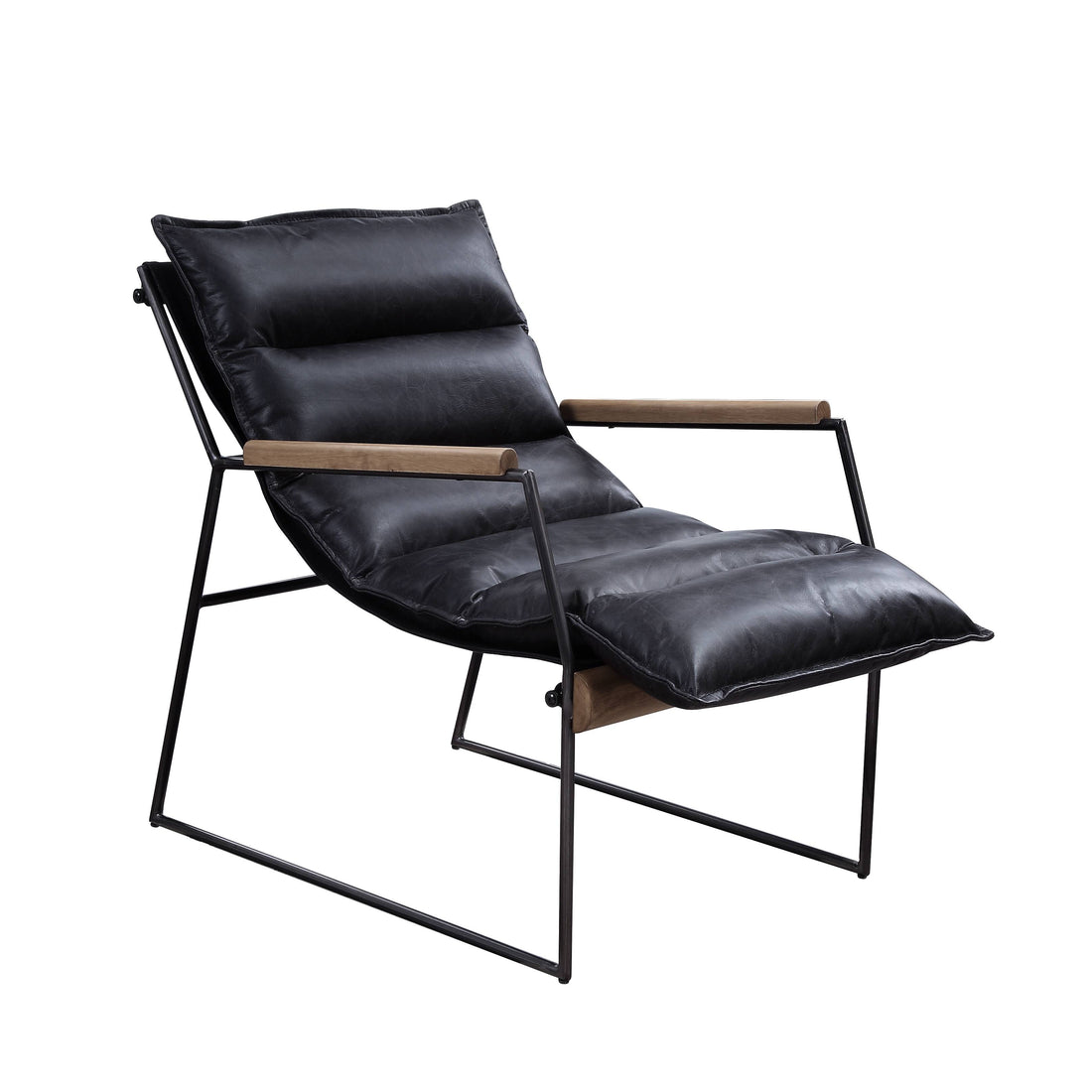 Distress Espresso And Matt Iron Accent Chair With Sled Base Espresso Primary Living Space Genuine Leather