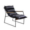Distress Espresso And Matt Iron Accent Chair With Sled Base Espresso Primary Living Space Genuine Leather