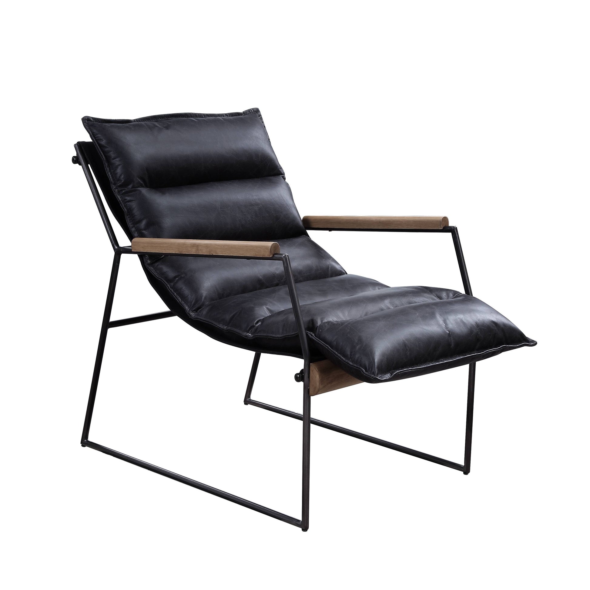 Distress Espresso And Matt Iron Accent Chair With Sled Base Espresso Primary Living Space Genuine Leather