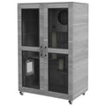 Pawhut Luxury Cat House With Wheels, Kitty Cage Catio Villa For Indoor Cats With Scratching Posts, Condo, Flap Door, Cushion, Gray, 31.5