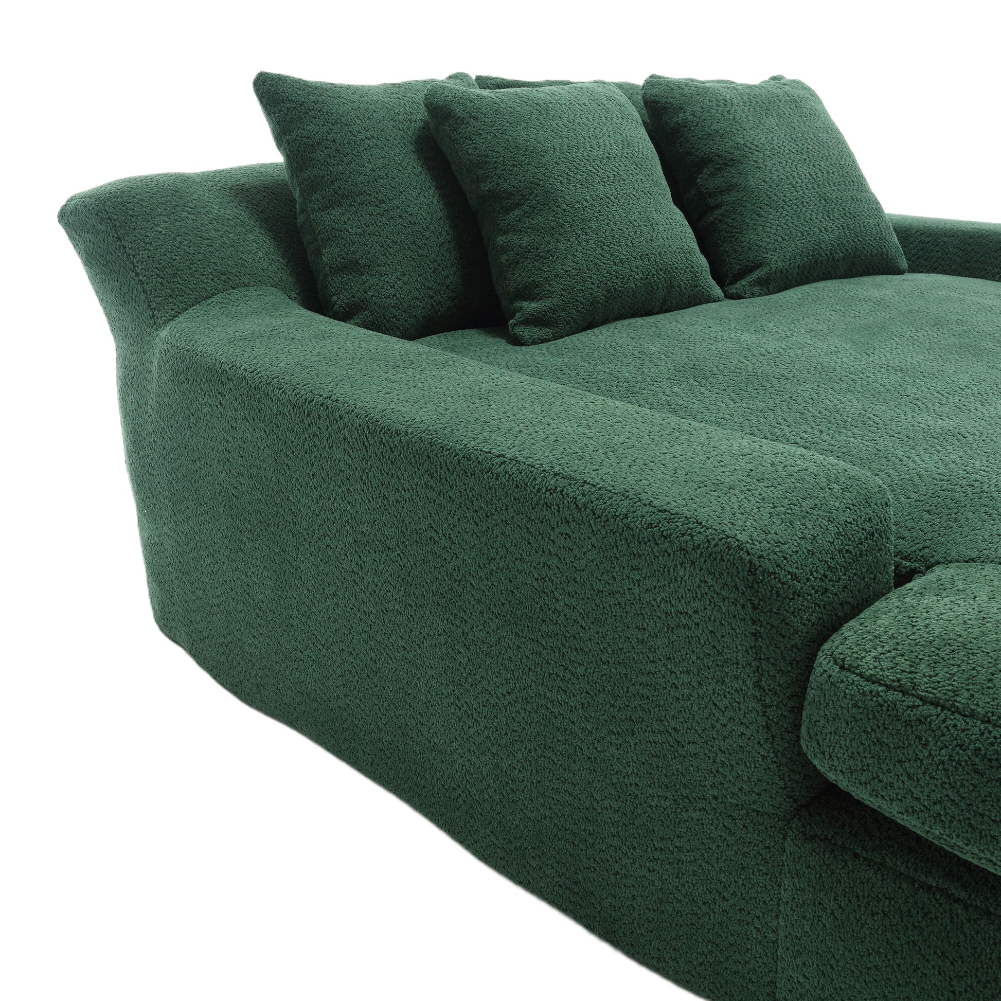 Coolmore Chenille 2 Seater Lazy Sofa With 5 Back Pillows,Comfy Sofa Deep Seat Couch For Living Room,Club Emerald Emerald Chenille 2 Seat