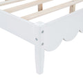 Full Size Wood Platform Bed Frame, Retro Style Bed With Rectangular Headboard,No Need Box Spring,White Full White Wood