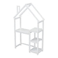 House Shaped Wooden Writing Desk,Kids Study Table,Bookshelf & Toy Storage,White Twin White American Design Pine