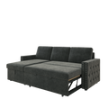 85 Inches Sofa Bed, 3 Seater Sleeper Sofa With Storage Chaise, Square Handrail With Pull And Copper Nail,Chenille Dark Grey, Pull Out Couch For Living Room Dark Grey Chenille 3 Seat