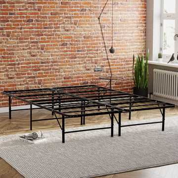 Metal Mattress Foundation Bed Frame, Cal King Size Bed Base, Bedroom Furniture, Black Box Spring Not Required California King Black Bedroom Modern Bed Frame Steel