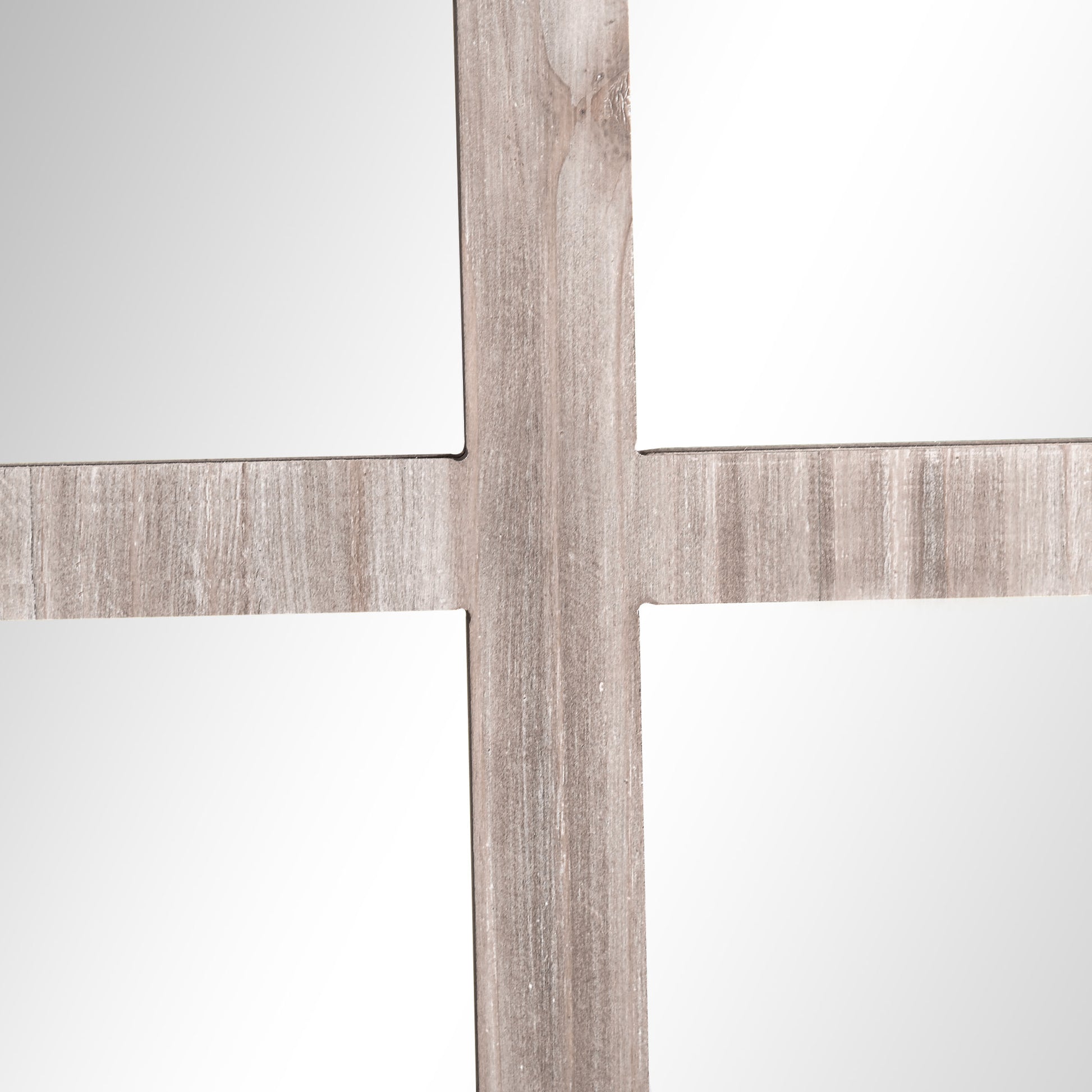 Homcom 41" X 31.5" Large Rustic Wall Mirror, Arch Window Mirror For Wall Decor In Living Room, Bedroom, Entryway, Natural Natural Wood Mdf