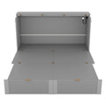Queen Size Murphy Bed Wall Bed With Drawer And A Set Of Sockets & Usb Ports, Pulley Structure Design, Gray Queen Gray Plywood