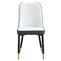 Table And Chair Set.Modern Minimalist Dining Table. White Imitation Marble Pattern Sintered Stone Desktop With Golden Metal Legs.Paried With 4 Comfortable Chairs With Pu Seats And Black Metal Legs.