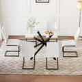 Table And Chair Set.Modern Rectangular Glass Dining Table With 0.39