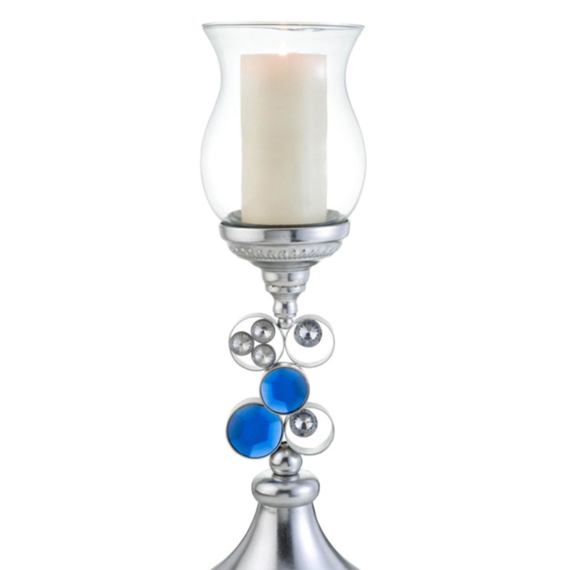 20.5" Tall Polyresin" Dazzle" Candleholder, Silver Finish Silver Polyresin