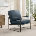 Contemporary Square Metal Frame Accent Chair Indigo Blue Black Blue Steel