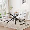 Table And Chair Set.Modern Rectangular Glass Dining Table With 0.39
