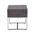 Grey Oak And Chrome Storage End Table Oak Silver Gray Primary Living Space Modern Oak Drawers Rectangular Wood Metal Sled