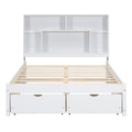 Full Size Platform Bed With Storage Headboard And 2 Drawers, White Box Spring Not Required Full White Wood Bedroom Bed Frame Solid Wood Mdf