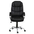 Pu Leather Upholstered Office Task Chair, Modern Adjustable 360 Degree Swivel Chair, High Back, Black Silver Caster Solid Black Office Rectangular Contemporary,Modern Office Chairs Solid Back Pu Leather Adjustable Height Plywood
