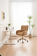 005 Velvet Fabric 360 Swivel Home Office Chair With Gold Metal Base And Universal Wheels,Coffee Solid Coffee Office Sponge Wipe Clean Modern Office Chairs Tufted Back Foam Swivel Velvet