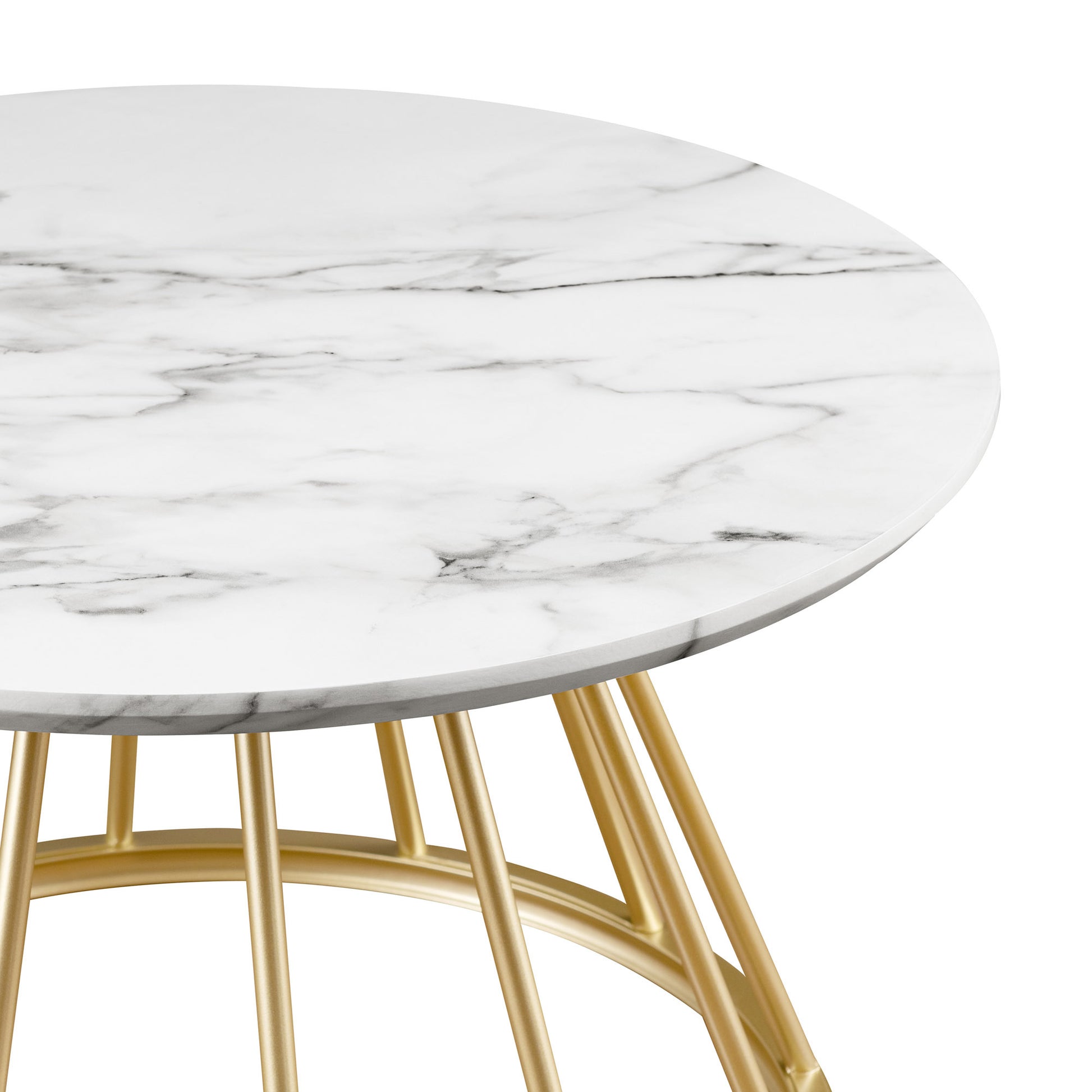 Modern Round Coffee Table With Metal Base White Marble Gold White Marble Mdf Mdf