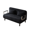 Velvet Black 55 Convertible Chair Bed, Tri Fold Sofa Bed With Adjustable Backrest & Pillow, Leisure Chaise Lounge Couch With Sturdy Steel Frame For Home & Office, Comfortable Sleeper Chair Black Velvet Metal Primary Living Space Medium Firm Contemporary