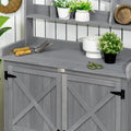 Outsunny Potting Bench Table, Outdoor Storage Cabinet, Multi Function Gardening Bench, Wooden Planting Workstation With Magnetic Doors, For Yard Tools Or Pool Accessories, Gray Dark Grey Wood