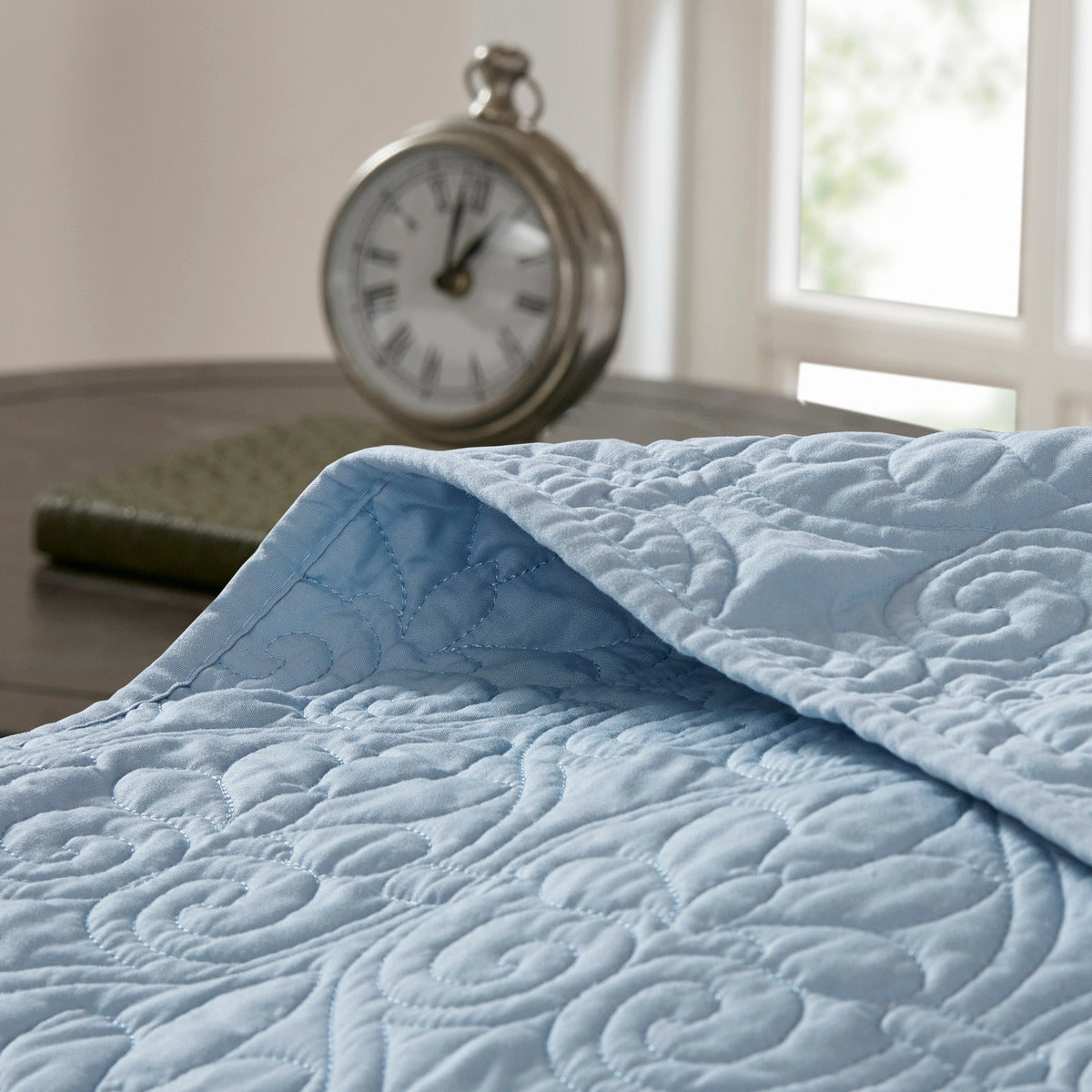 Reversible Bedspread Set Blue King Blue Cotton
