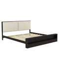 King Size Platform Bed Frame With Upholstery Headboard And Bookshelf In Footboard And Led Light Strips, Espresso King Espresso Solid Wood Mdf
