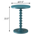 Teal Round Wooden Side Table Teal Primary Living Space Round Wood Pedestal