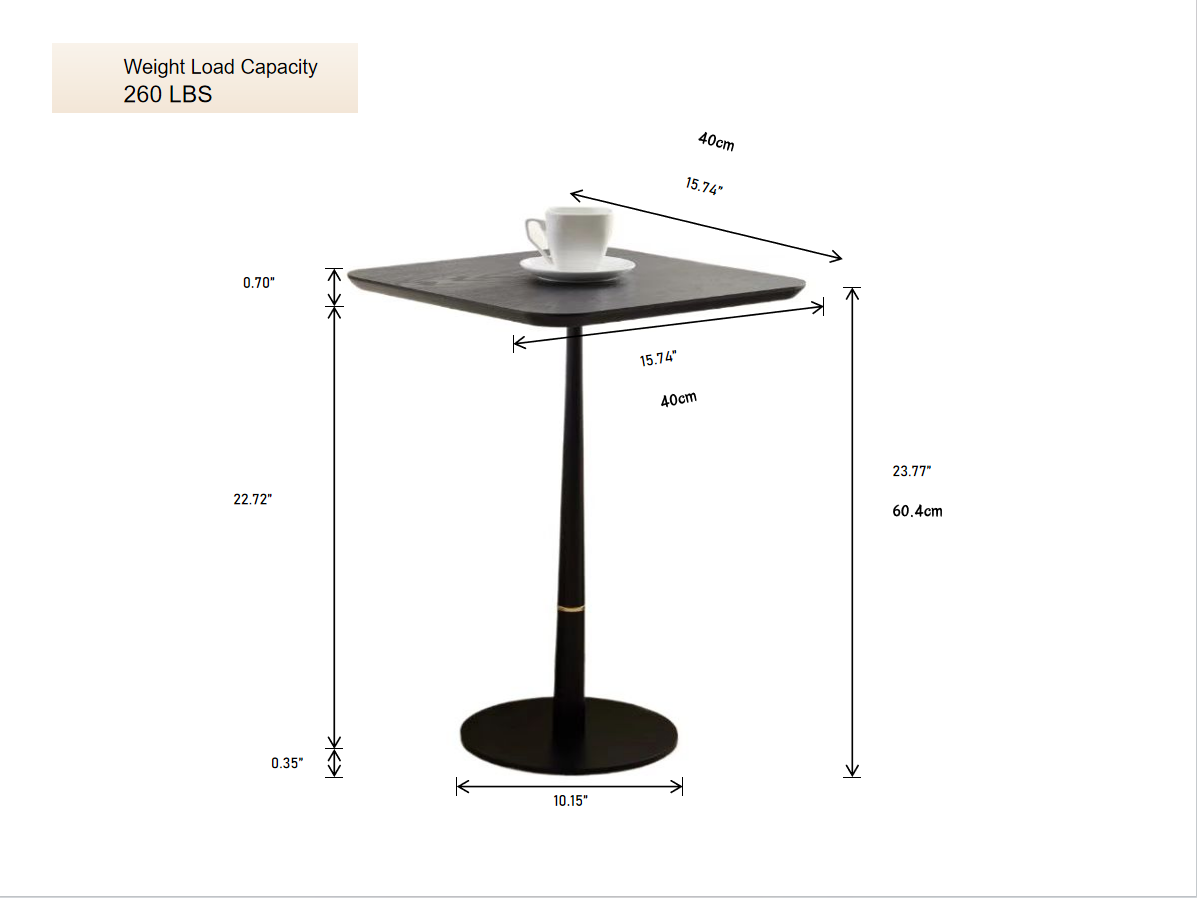 Mdf With Metal Feet, Square, Located In Living Space And Lounge Area, Coffee Table, Computer Desk, Black, 15.74"D X23.77"H Black Gold Primary Living Space Casual,Chinese Freestanding Coffee & End