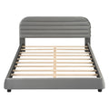 Queen Size Velvet Upholstered Platform Bed,Solid Frame And Stylish Curve Shaped Design, Gray Queen Gray Velvet