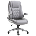Vinsetto High Back 360 Swivel Ergonomic Home Office Chair With Flip Up Arms, Faux Leather Computer Desk Rocking Chair, Grey Grey Pu Leather
