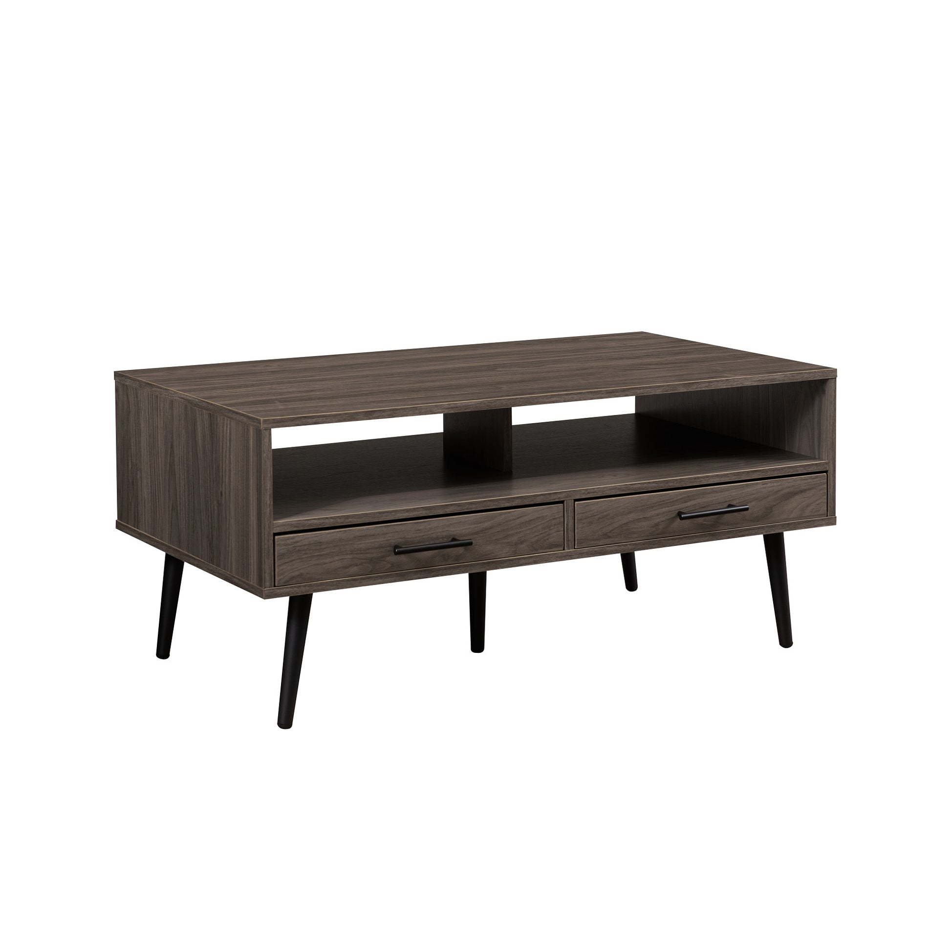 Contemporary 2 Drawer Low Coffee Table Slate Grey Light Gray Mdf Mdf