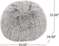 Hawley Silver Gray Faux Fur 3 Foot Bean Bag, Silver Gray Gray Faux Fur