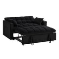 4 In1 Loveseat Sofa Bed With Armrests & Storage Pockets, Multi Function Tufted Pull Out Sofa Bed With Adjustable Backrest And Pillows, Convertible Loveseat Sofa Couch,Black Black Velvet Primary Living Space Medium Soft Tufted Back American