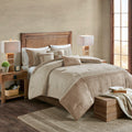 7 Piece Faux Suede Comforter Set Tan Cal King California King Tan Polyester