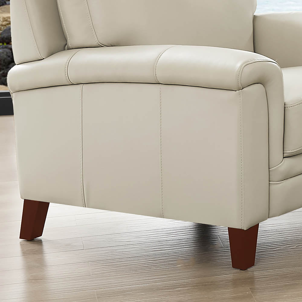 Westcott Leather Chair Beige Memory Foam Genuine Leather
