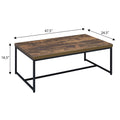 Weathered Oak And Black Rectangle Coffee Table Black Brown Primary Living Space Industrial Oak Rectangular Wood Metal Sled