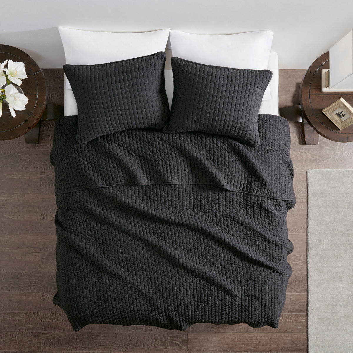 2 Piece Quilt Set Black Twin Twin Xl Twin Black Microfiber