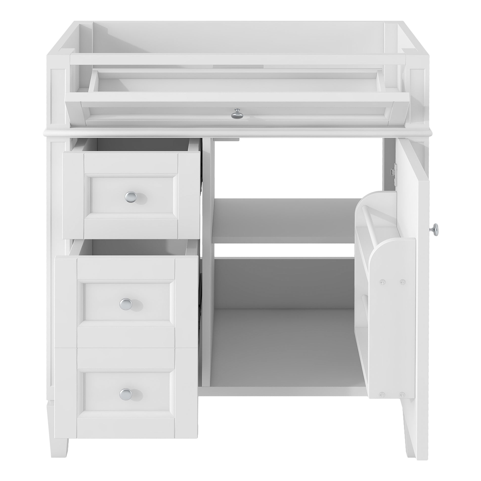 30'' Bathroom Vanity Without Top Sink, Modern Bathroom Storage Cabinet With 2 Drawers And A Tip Out Drawer Not Include Basin White Bathroom Solid Wood Mdf