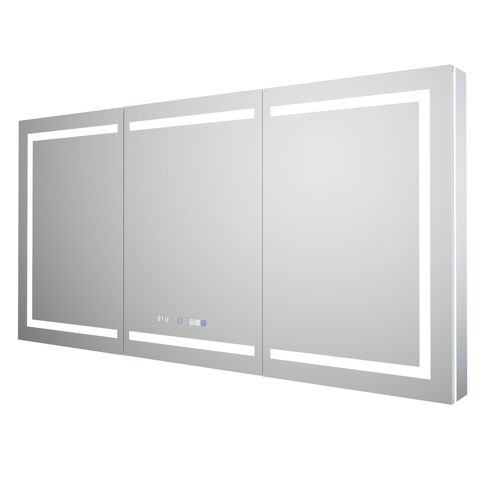 Smart Led Medicine Cabinet With Gfci Outlet & Blum Hinges, Buil Built In High Power Outlet ,72*36 Inchstepless Dimming & Anti Fog,Integrated Design,Multifunctional Bathroom Storage Silver Aluminium