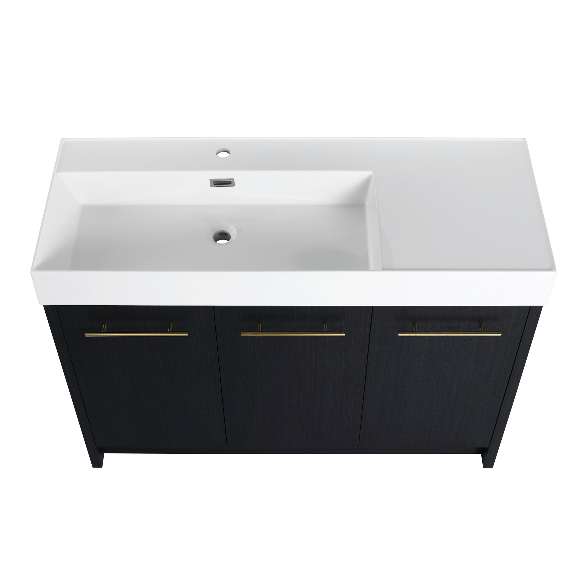 48 Inch Freestanding Bathroom Vanity With Resin Sink, With Soft Closing Door, Kd Package Black Chestnut Bathroom Modern Plywood