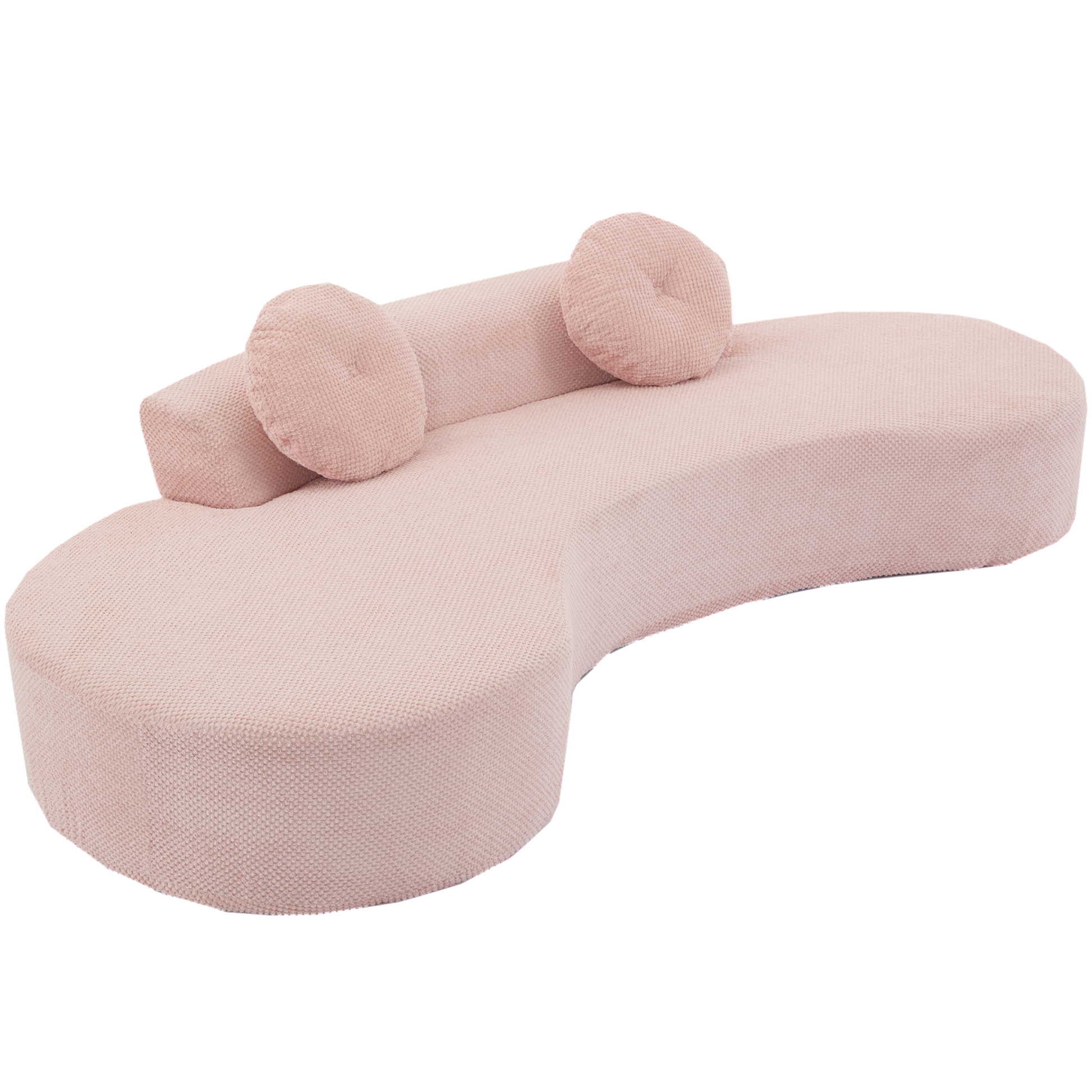 Arrived 105.5''Curved Sofa, Modern Minimalist Sofa, Cloud Couch Sofa 3 4 Seater Couch With 2 Pillows,Bedroom, No Assembly Required, Point Shaped Corduroy, Anti Wrinkle ,Pink Pink Polyester Primary Living Space Tight Back Soft Modern Foam Upholstered 3