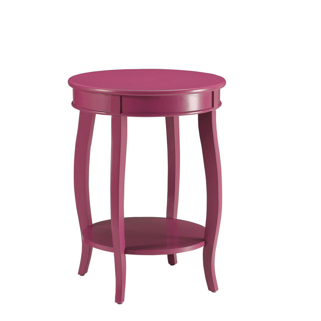 Purple Accent Table With Bottom Shelf Purple Primary Living Space Shelves Round Solid Wood Mdf