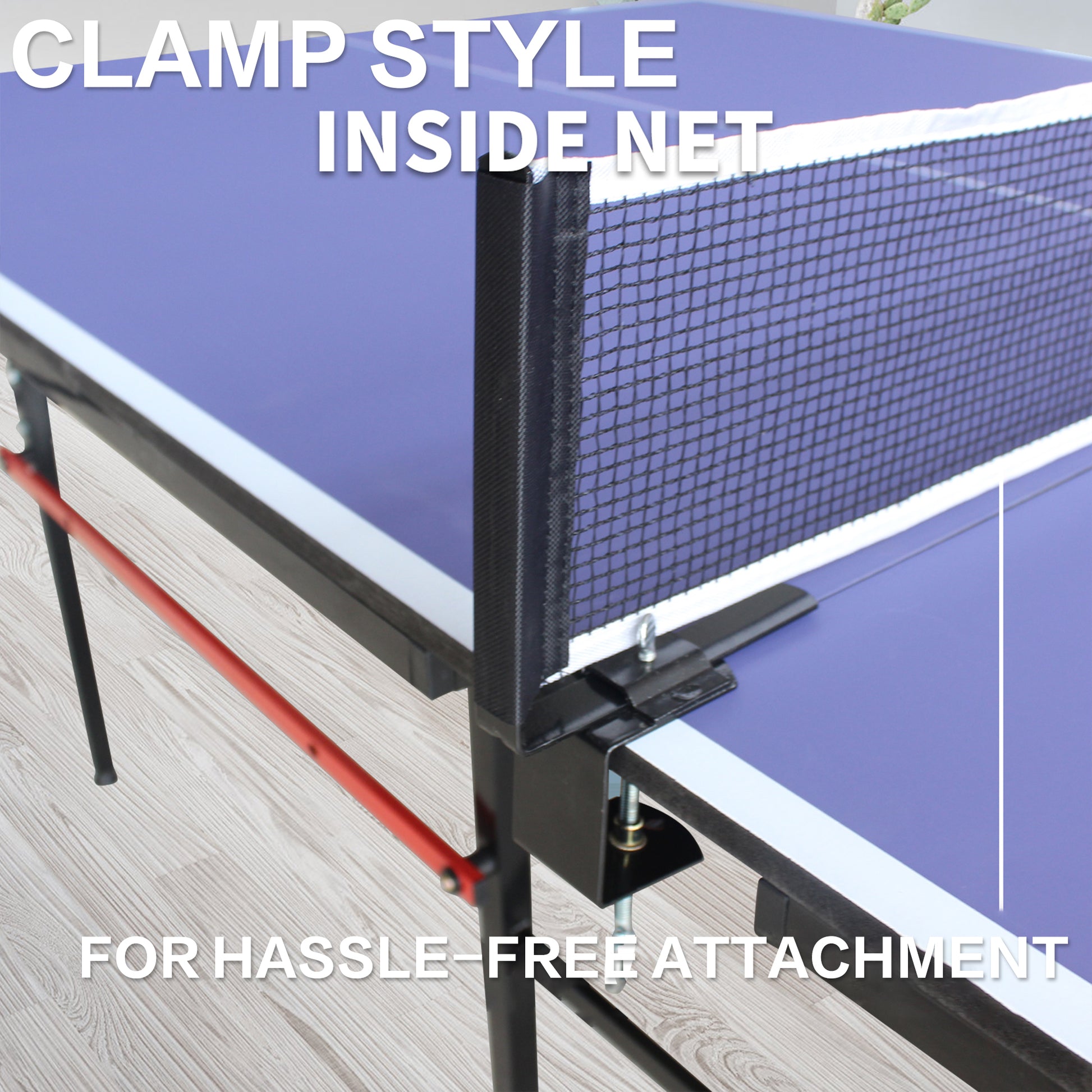 8Ft Mid Size Table Tennis Table, Foldable Ping Pong Table Blue Mdf