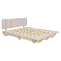 Queen Size Upholstered Floating Bed With Led Light And Usb Port, Velvet, Pink, Hydrualic Platform Bed Queen Pink Velvet